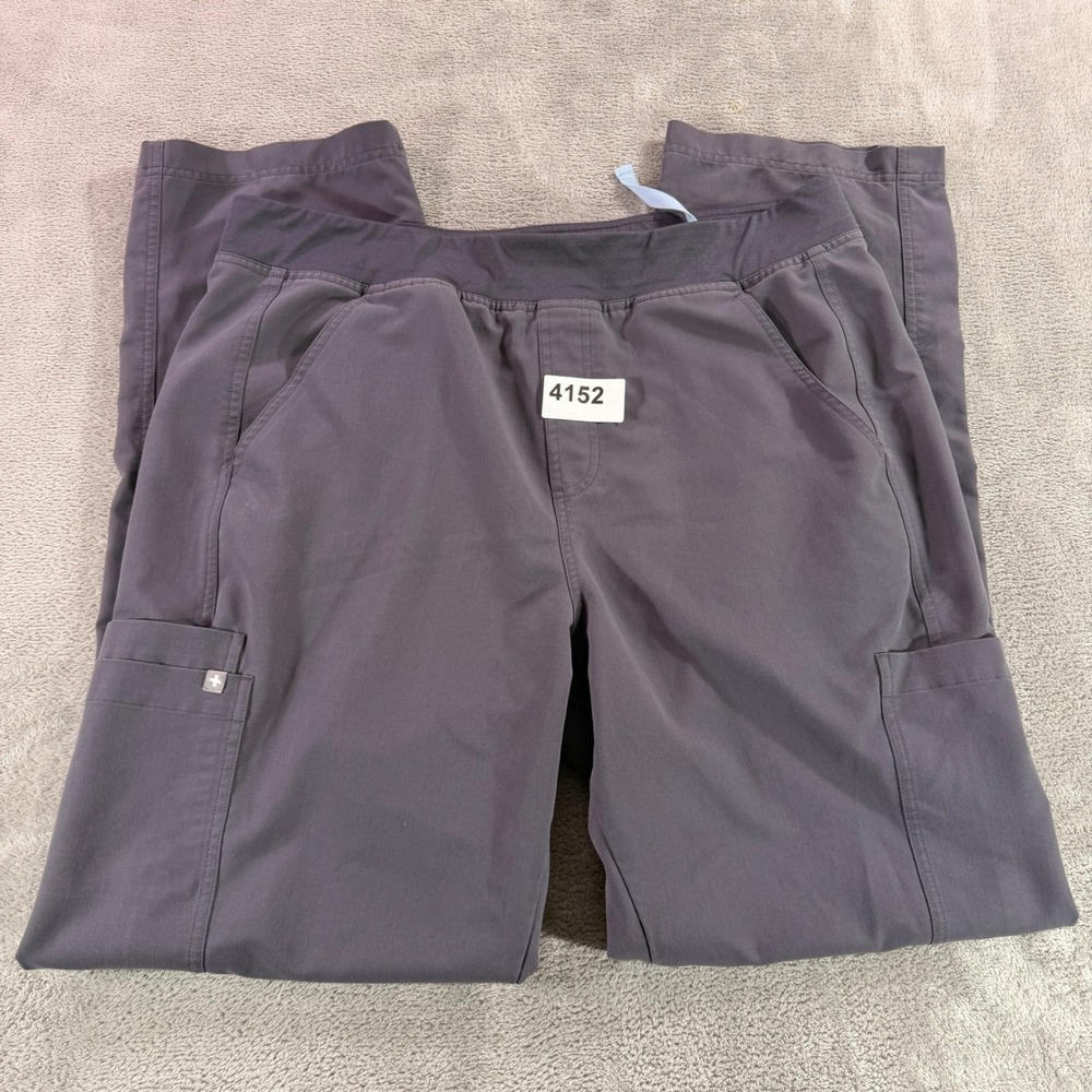 FIGS Technical Collection Scrub Pants Men XL Gray Cargo Pocket Drawstring